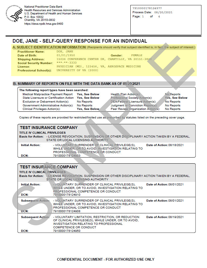 Section A: Subject Identification Information