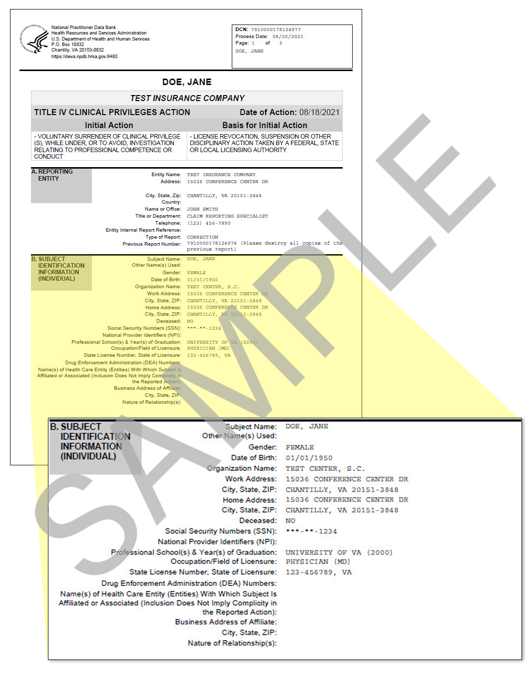 Self-Query Response Cover Page - Section B