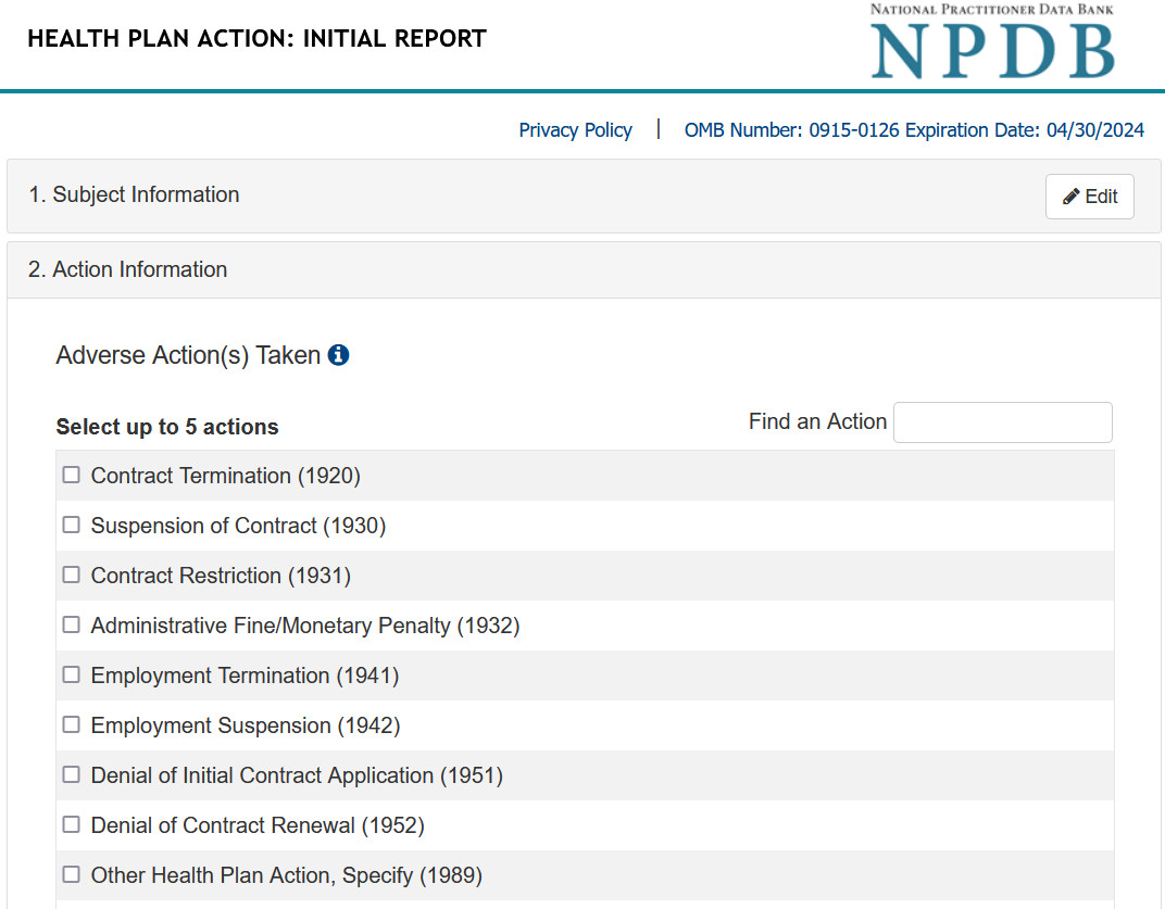 Health Plan Action Screenshot.